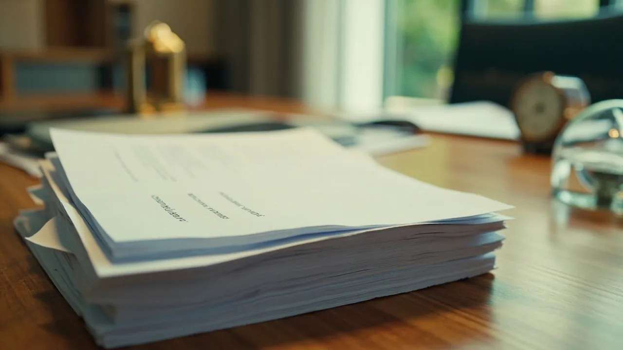 Company ownership research document on a desk